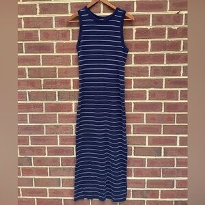 Universal Thread Navy White Striped Ribbed Maxi Dress L